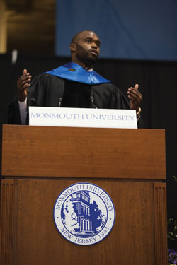 Rolle at podium mu commencement