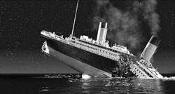 titanic sinkingbw